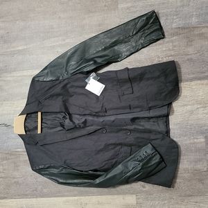 NWT men's Calvin Klein blazer size medium cotton body with faux leather sleeves